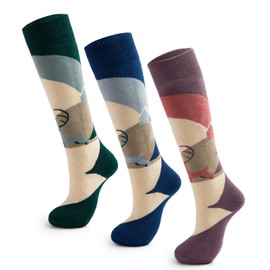 Big Ski Socks Kids Boys Winter Warm Snow Socks Thick Thermal Skating Snowboarding Skiing Socks for Boys Girls 3 Pack Reindeers 8-10 Years