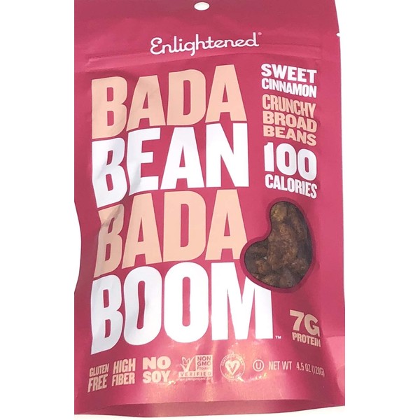 Enlightened Bada Bean Bada Boom Crunchy Broad Beans 4.5oz - 3 Bags (BADA BEAN SWEET CINNAMON 4.5oz 3PK)