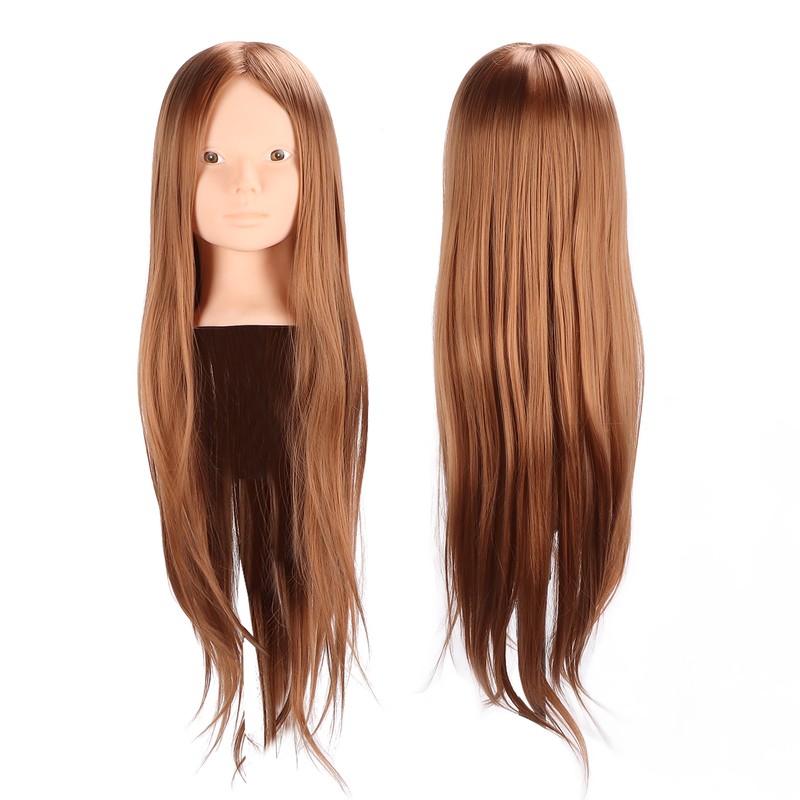 Long Hair Mannequin Head Light Brown Hairdresser Practice Training Head