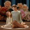 Carracci Father and Daughter Figures, Dad Daughter Statues, Shaped Hand-Painted