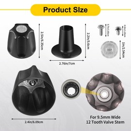Dtructiew Matte Black Metal Shower Knob Replacement (3-Piece) - Compatible with Price/Pfister Verve Tub Shower Handle, 3-Faucet Handle Trim Kit, Fits 12 Tooth 9.5mm Valve Stem - 2.35" Height & Width