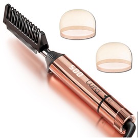 LURA Nano Titanium Hot Comb for Wigs,250-500°F Electric Hot Combs for Black Women Hair,Pressing Combs for Black Hair,Professional Straightening Comb(Rose Gold)