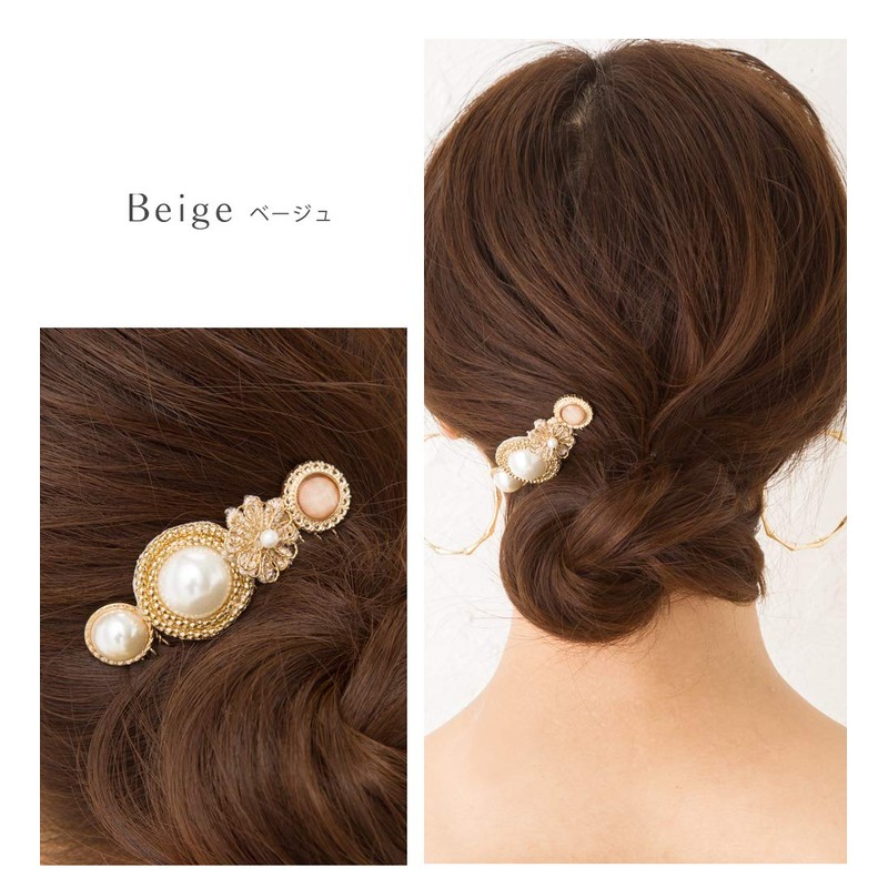 JewelVOX Hair Accessories, Flower & Pearl, Gold Frame, Hair Comb,