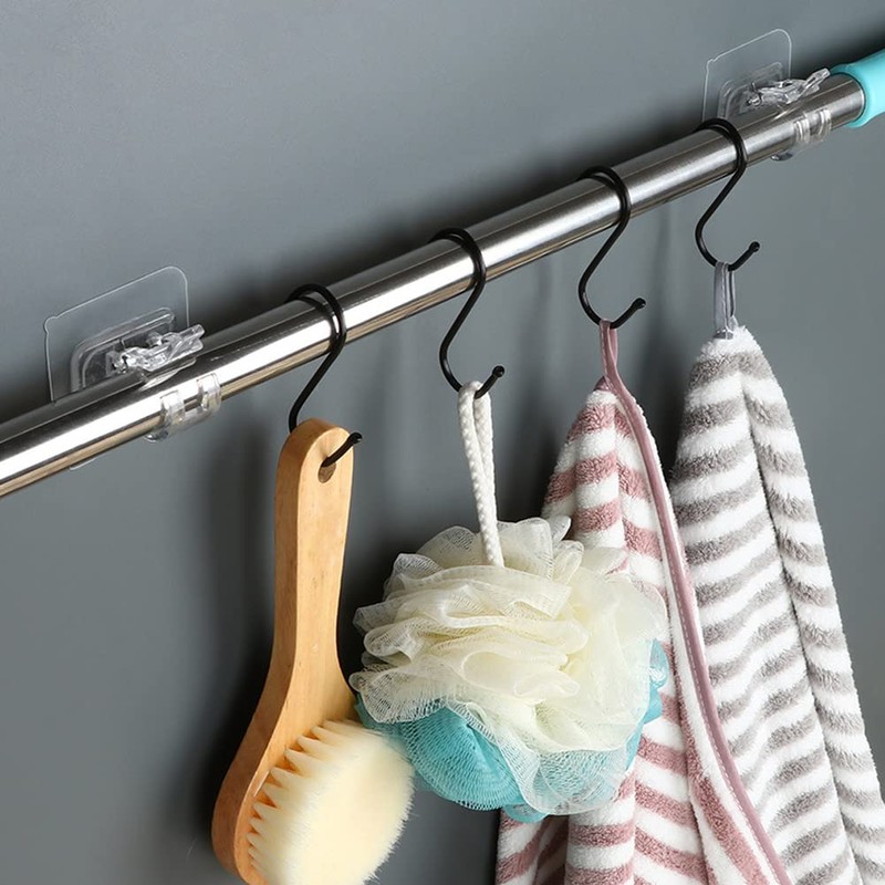 8 Pcs Adhesive Curtain Rod Holder Hooks Self-Adhesive Curtain Rod