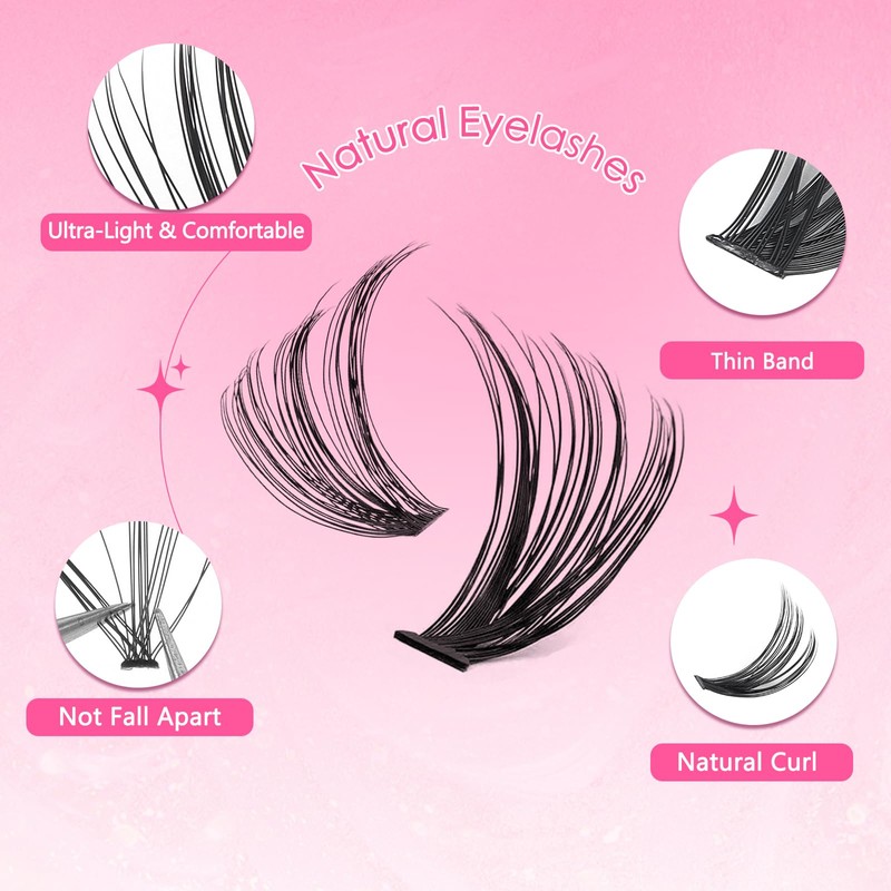 Lash Clusters Kit 240Pcs 30D 40D Individual Lash Extensions, DIY