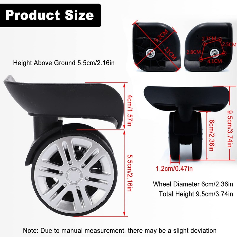 Luggage Wheels Replacement,1 Pair Suitcase Replacement Wheels,Replacement Suitcase Wheels,Easy Installation