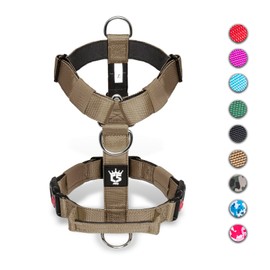 TSPRO Tactical Dog Harness with Handle, K9 Dog Harness, Chest Harnesses for Dogs, Quick Release Metal Closure, 3.3 cm Wide, Heavy Duty Dog Harness for 14-23 kg, Large, Strong Breeds (Khaki S)