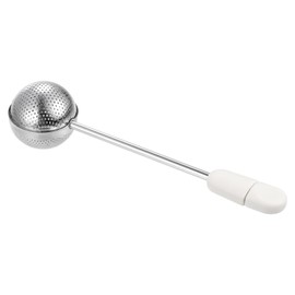 sourcing map 1 Pcs Tea Infuser Filter, Loose Tea Steeper, Stainless Steel Tea Strainer, Tea Ball with Handle for Brew Loose Leaf Tea, White