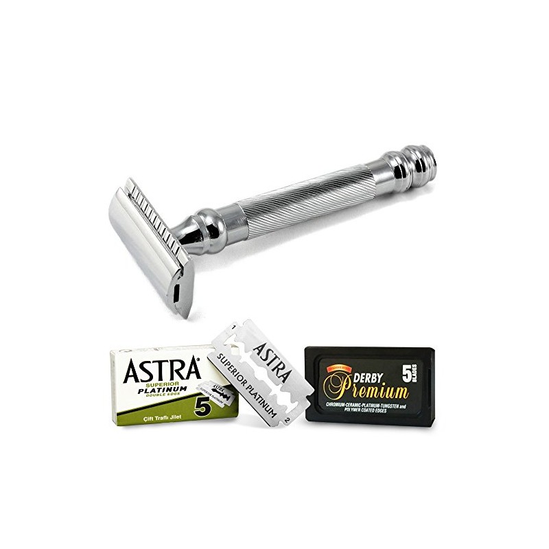 Parker-Astra-Derby Rasierer und Rasierklingen 98R - 1 Packung mit 3