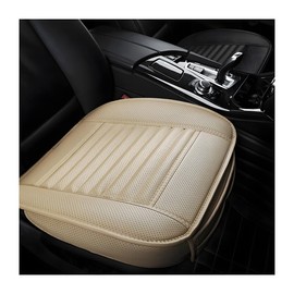 DXNQ Car Seat Cover, Bamboo Charcoal Leather Edge Wrapping Car Front Bottom Seat Covers, Anti-Slip Full Wrap Seat Cushion Covers for Car SUV Truck and Van, Car Accessories(Biege)