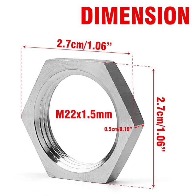 5Pcs/Set M22 x 1.5mm Hex Lock Nut Pipe Fitting Female