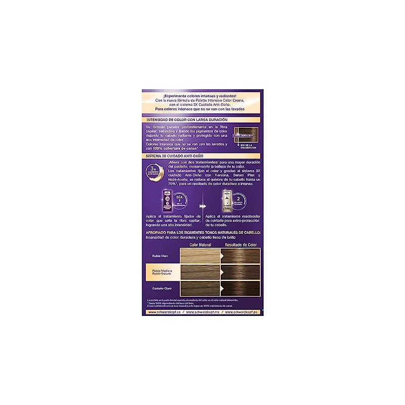 Palette Tinte para cabello Color Creme Rubio Oscuro 6-0, 50