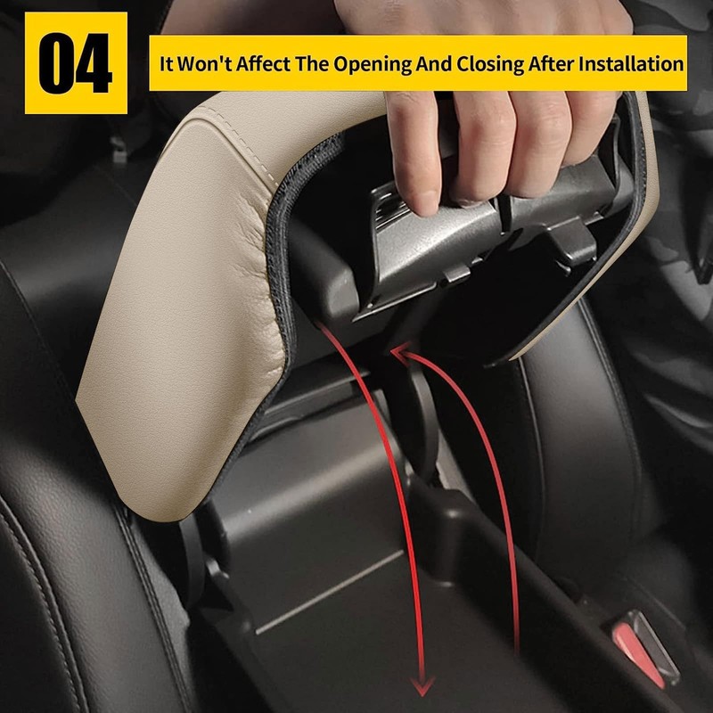 AOMSAZTO Beige Armrest Console Covers for CRV Honda 2017-2022 Leather