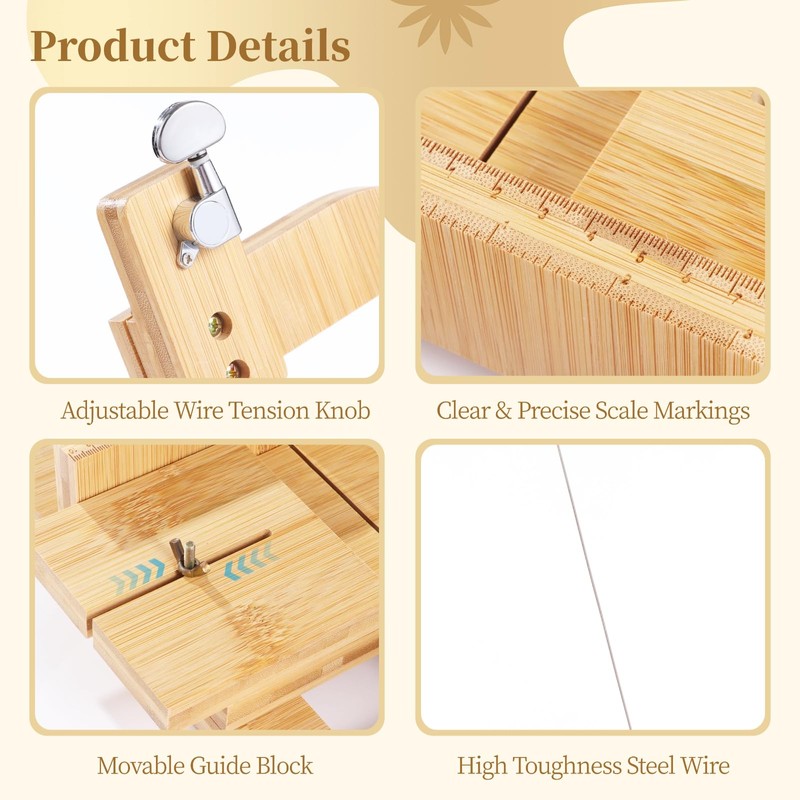 Wooden Soap Cutter, Handmade Soap Cutting Tool with Adjustable Wire