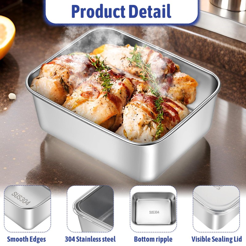 12PCS Stainless Steel Fresh- Keeping Container with Cover, Refrigerator Refrigerating