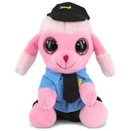 DolliBu Small Pink Poodle Dog Police Officer Plush Toy - Super Soft Dog Cop Stuffed Animal Dress Cop Uniform and Cap Outfit - Gift with Personalization - 6 Inch