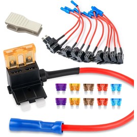 GUUZI 10pcs 12-24V Car Add-a-Circuit Fuse TAP Adapter Standard APR ATO ATC Blade Fuse Kit for Cars Trucks Boats with 3/5/7.5/10/15 Amp Fuse