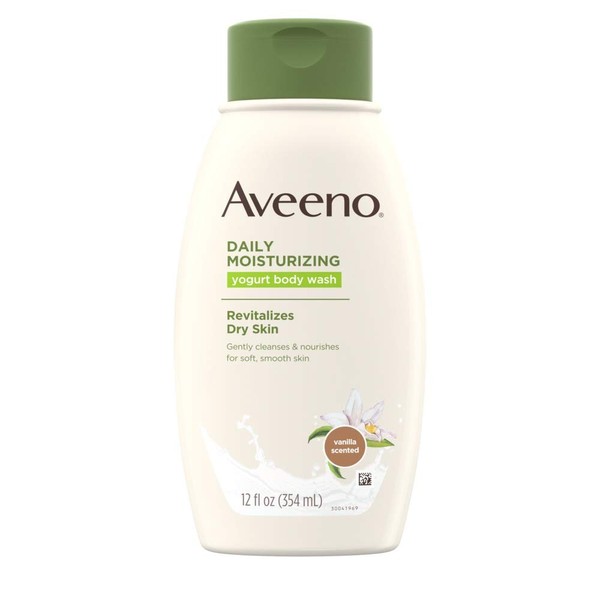 Aveeno Daily Moisturizing Yogurt Body Wash, Vanilla & Oats 12 oz (Pack of 12)