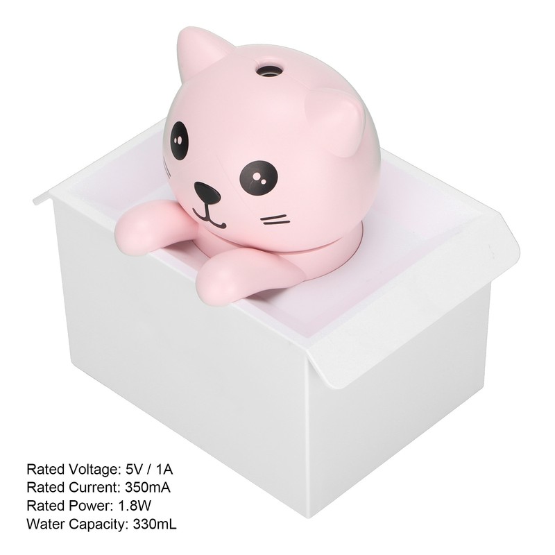 Air Humidifier 330ml Mute Adjustable Fog Mode Cat Shape Portable