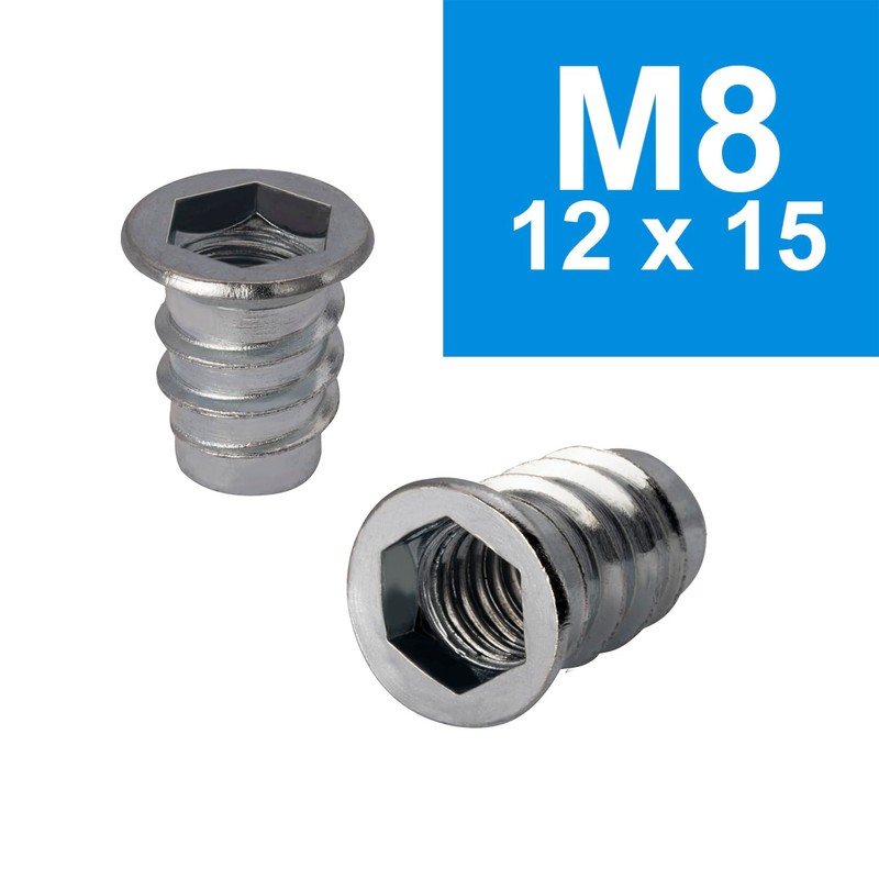 Stahlia Screw-in Nut M8 x 15 Thread Insert Wood Steel