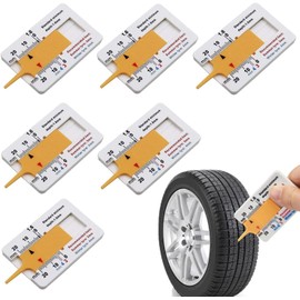 KOMUNJ Tyre Tread Depth Gauge 0-20 mm Plastic Tyre Tread Depth Gauge, Portable Tyre Tread Depth Gauge, Digital Tread Depth Gauge for Motorcycle, Vehicle, Car, Pack of 6