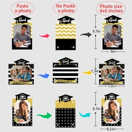 Graduation Party Picture Centerpiece Sticks, 15 Pieces, Black and Gold (Gold)