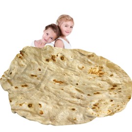 Burritos Tortilla Throw Blanket, Novelty Tortilla Round Blanket, Tortilla Wrap Blanket, Giant Tortilla Round Soft Blanket for Adults and Kids 90CM
