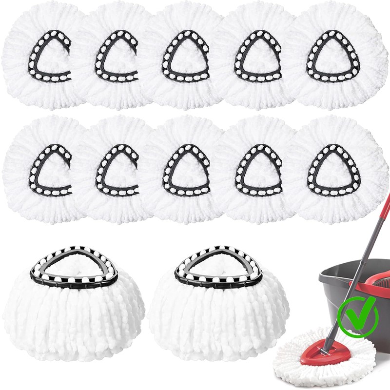 12 Pack Spin Mop Replacement Heads, Mop Replace Head Easywring