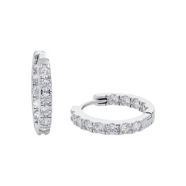 Amor Women's Creole Earrings 925 Sterling Silver with Synthetic Zirconia Silver Comes in Jewellery Gift Box, Sterling Silver, Cubic Zirconia