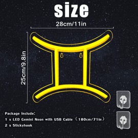 The Zodiac Horoscope Neon Sign, Gemini LED Neon Signs for Wall Decor, Astrology Zodiac Horoscope Neon Lights Beautiful Spiritual, Birthday Party, Home Kids Room Decor Gemini