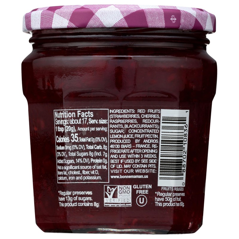 BONNE MAMAN More Fruit, Less Sugar Red Fruit Spread, 11.8