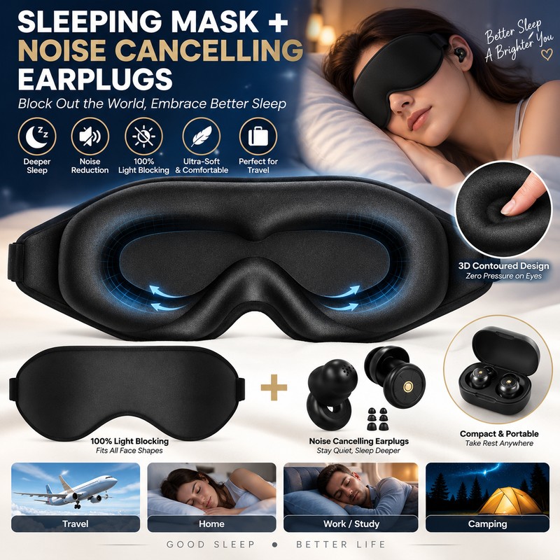 3D Sleep Eye Mask for Light Blocking – Contoured Eye