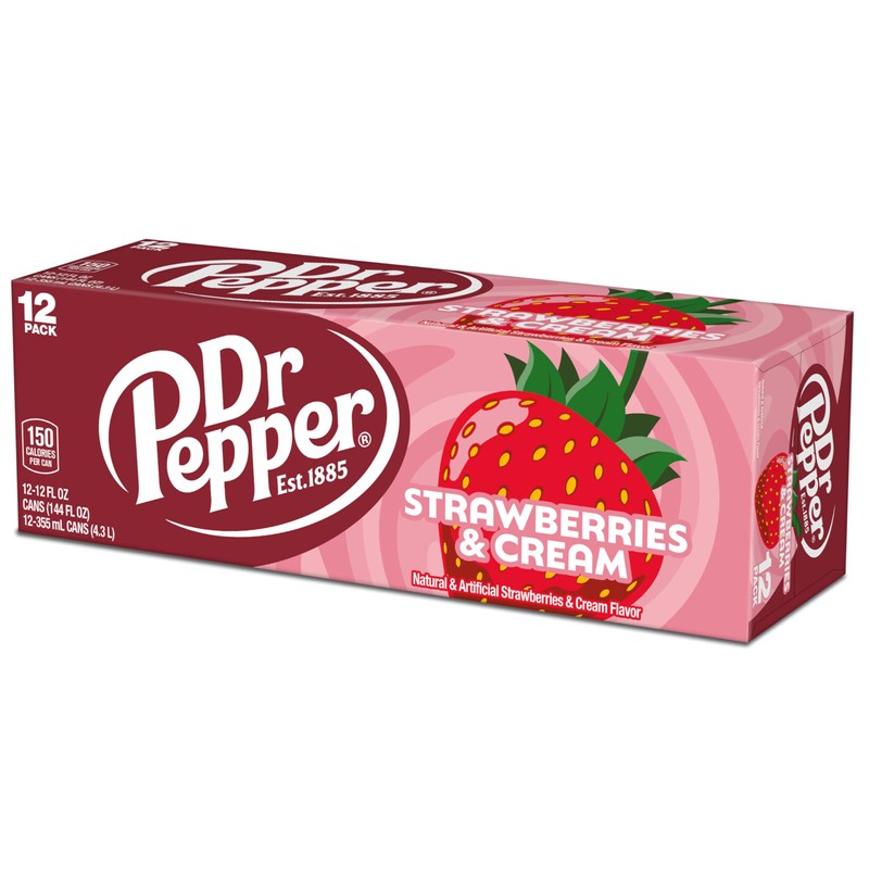 Dr Pepper Strawberries and Cream Soda, 12 fl oz cans,
