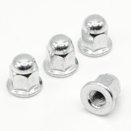 ReplacementScrews License Plate Retainer Screws/Nuts Compatible with Volvo OEM Part 968458 (Screws onto Existing Stud) - Tall Dome/Acorn Head with Flange - Zinc Plated Steel Cap (Pack of 4)