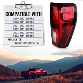Gefitway Taillight for 2019 2020 2021 2022 2023 2024 GMC Sierra 1500 Halogen Rear Tail Light Assembly (Red Outer) Right Passenger Side, Replace GM2801309 84968737