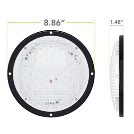 Leisure LED RV Trailer Camper 1000 Lumen 5th Wheel Black 8.5'' Round Scare Porch 12V LED Light (LED Light 1000 Lumen Black)