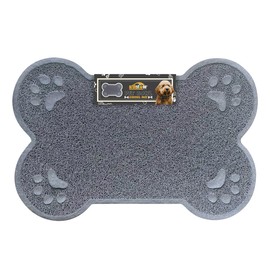 Archstone Pet Dining Mat for Dogs & Cats - Non-Slip Food & Water Bowl Mat, Easy Clean Dishwasher Safe - Gray, Dog Bone