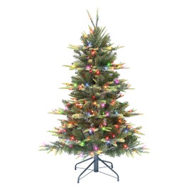 4 .5 ft Pre-lit Aspen Fir Tree, 411 PE/PVC Tips, 250 UL Multi-Color Incandescent Lights