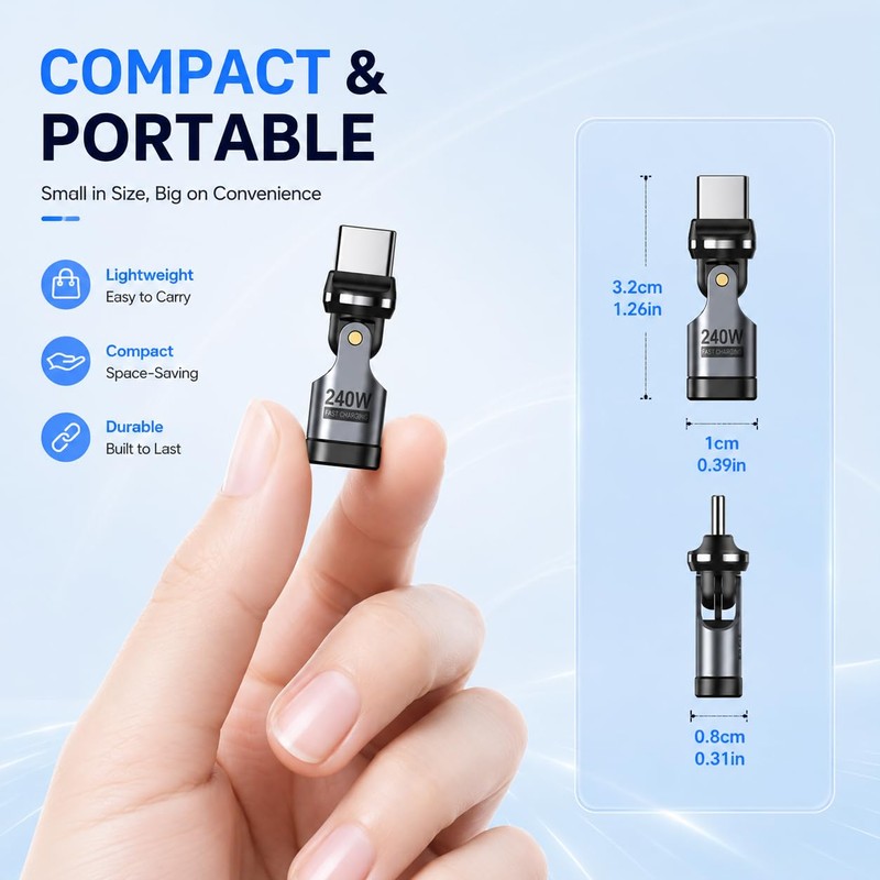USB C Adapter, PD 240W USB C 90 Degree Adapter,