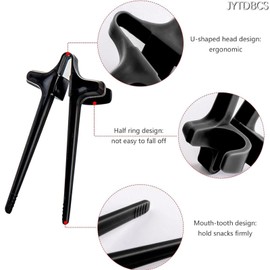 4 Pcs Finger Chopsticks, Snack Chopsticks Reusable Tweezer Tongs Food Clips, Plastic Finger Chopsticks for Gamers Keep Clean Game Accessories Home Gadgets (Black)