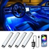 Honalia Interior Car Lights, 4Pcs Car LED Lights with Music