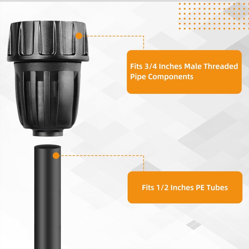 6 Pcs Drip Irrigation Hose Connectors, 3/4 Inch to 1/2