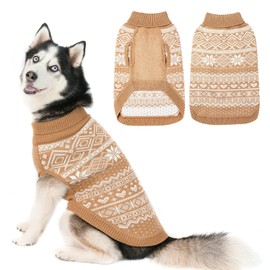 BINGPET Hjumarayan Dog Jumper, Dog Jumper Small Dog, Ultra Soft Thermal Winter Warm Puppy Sweatshirt, Pet Christmas Jumper, Pet Jumper - Beige, L