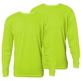 Glory Max 2-Pack High Visibility Construction Safety Work T Shirts Long Sleeve Fast Dry (as1, Alpha, s, Regular, Regular, Neon Green)