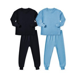 HAPIU Rayon from Bamboo Toddler Pajamas Set, Pjs Baby Kids Girls Boys, Midnight & Slate, 12-18 Months