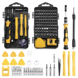 sourcing map 140 in 1 Magnetic Precision Screwdriver Set Electronics Repair Tools Kit with 99 Bits Flexible Shaft and Extension Rod for Cellphone Game Console Laptop PC Computer Camera, Yellow