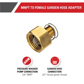 Simpson Cleaning 7100355 Replacement 3/4-Inch Female Garden Hose for Pressure Washer Pumps, 3/8-Inch MNPT, Gold