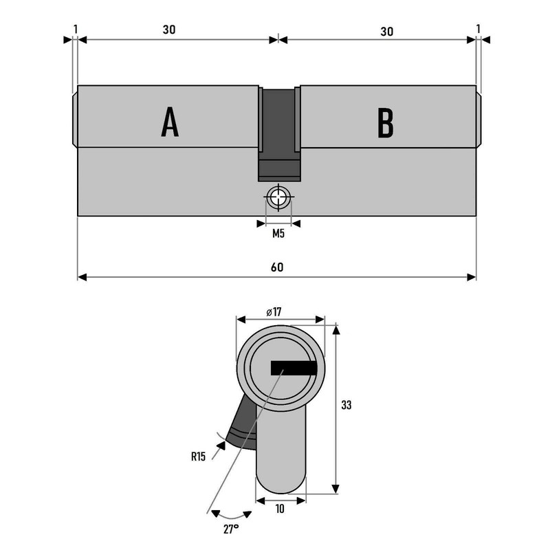 3 x Door Cylinder Lock 60 mm & 70 mm