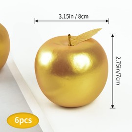 LUEYAO Artificial Apples Fake Apples Fake Fruit Lifelike Simulation Apples for Home Kitchen Table Basket Photography Party Decoration Gold 6 PCS