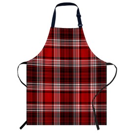 Smooffly Red White Black Plaid Apron Adjustable Apron Cooking Kitchen Chef Women Men Aprons for Home Kitchen, Restaurant, Coffee House, Baking Gardening BBQ